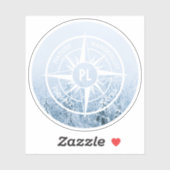 Kompass-Sternemblem monogramm Winterfichtenwald Aufkleber (Blatt)