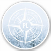 Kompass-Sternemblem monogramm Winterfichtenwald Aufkleber (Vorderseite)