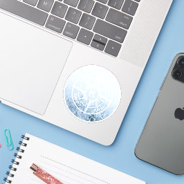 Kompass-Sternemblem monogramm Winterfichtenwald Aufkleber