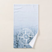 Kompass-Sternemblem monogramm Winterfichtenwald Badhandtuch Set (Handtuch)