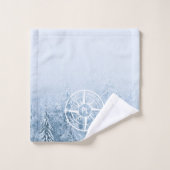 Kompass-Sternemblem monogramm Winterfichtenwald Badhandtuch Set (Waschlappen)