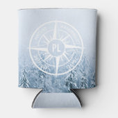 Kompass-Sternemblem monogramm Winterfichtenwald Dosenkühler (Vorderseite)