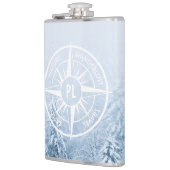 Kompass-Sternemblem monogramm Winterfichtenwald Flachmann (Links)