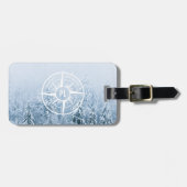 Kompass-Sternemblem monogramm Winterfichtenwald Gepäckanhänger (Vorderseite horizontal)