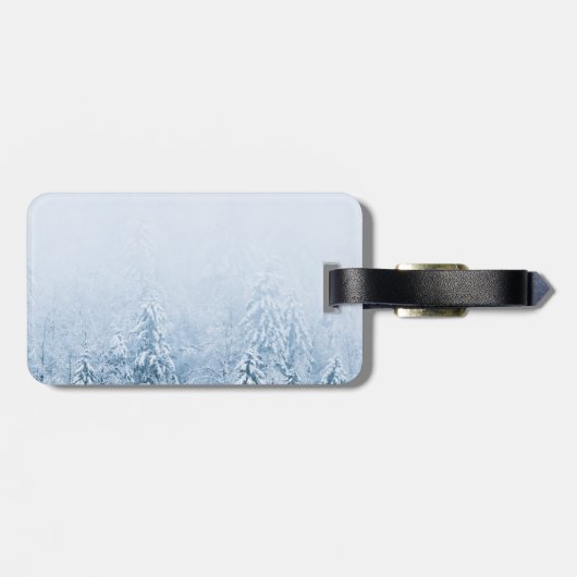 Kompass-Sternemblem monogramm Winterfichtenwald Gepäckanhänger (Rückseite horizontal)