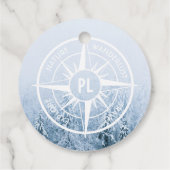 Kompass-Sternemblem monogramm Winterfichtenwald Geschenkanhänger (Rückseite)