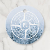Kompass-Sternemblem monogramm Winterfichtenwald Geschenkanhänger (Vorderseite)