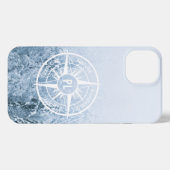 Kompass-Sternemblem monogramm Winterfichtenwald iPhone Hülle (Rückseite (Horizontal))