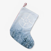 Kompass-Sternemblem monogramm Winterfichtenwald Kleiner Weihnachtsstrumpf (Vorderansicht (hängend))