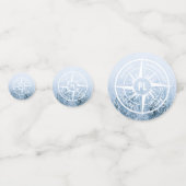 Kompass-Sternemblem monogramm Winterfichtenwald Konfetti (Vorderseiten)