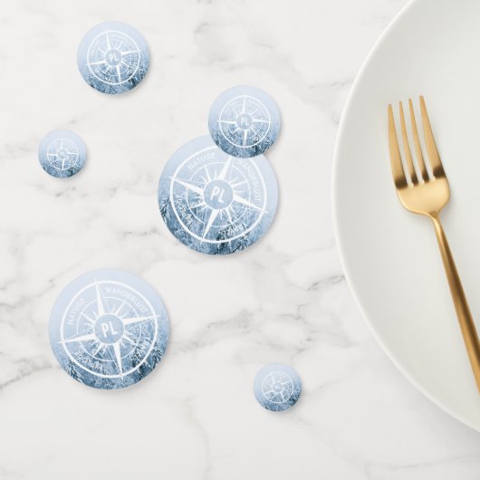 Kompass-Sternemblem monogramm Winterfichtenwald Konfetti (Gruppe)