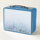 Kompass-Sternemblem monogramm Winterfichtenwald Metall Brotdose (Rückseite)