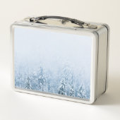 Kompass-Sternemblem monogramm Winterfichtenwald Metall Brotdose (Rückseite)