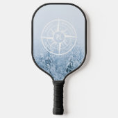 Kompass-Sternemblem monogramm Winterfichtenwald Pickleball Schläger (Rückseite)