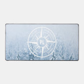 Kompass-Sternemblem monogramm Winterfichtenwald Schreibtischunterlage (Vorderseite)