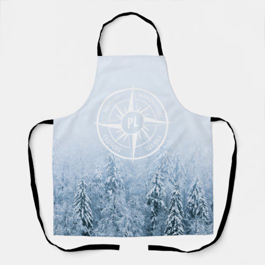 Kompass-Sternemblem monogramm Winterfichtenwald Schürze (Vorderseite)