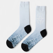 Kompass-Sternemblem monogramm Winterfichtenwald Socken (Linkes Detail)