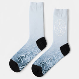Kompass-Sternemblem monogramm Winterfichtenwald Socken