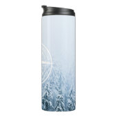 Kompass-Sternemblem monogramm Winterfichtenwald Thermosbecher (Nach rechts gedreht)
