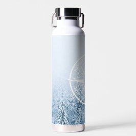 Kompass-Sternemblem monogramm Winterfichtenwald Trinkflasche