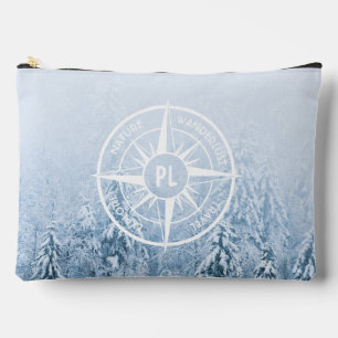 Kompass-Sternemblem monogramm Winterfichtenwald Zubehörtasche