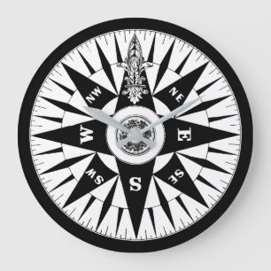 Kompass-Uhr Große Wanduhr