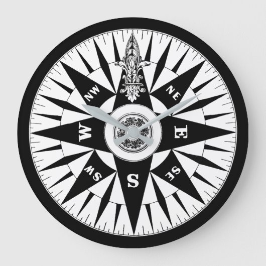 Kompass-Uhr Große Wanduhr (Vorderseite)