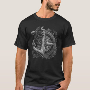 Kompass- und Anchor-Seeboot-Retro Vintag T-Shirt