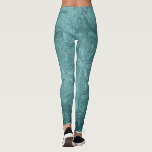 Kompass und World Map Leggings (Rückseite)
