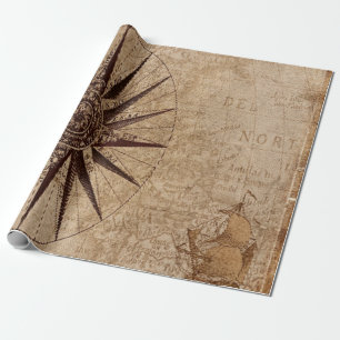 Kompass Vintage-Karte Navigation Nautical Geschenkpapier