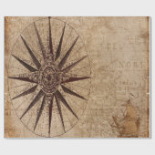 Kompass Vintage Kartennavigation Geschenkpapier (Flach)