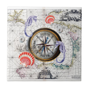 Kompass Vintage Nautical Fliese