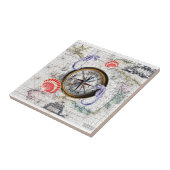 Kompass Vintage Nautical Fliese (Seite)