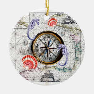 Kompass Vintage Nautical Keramikornament