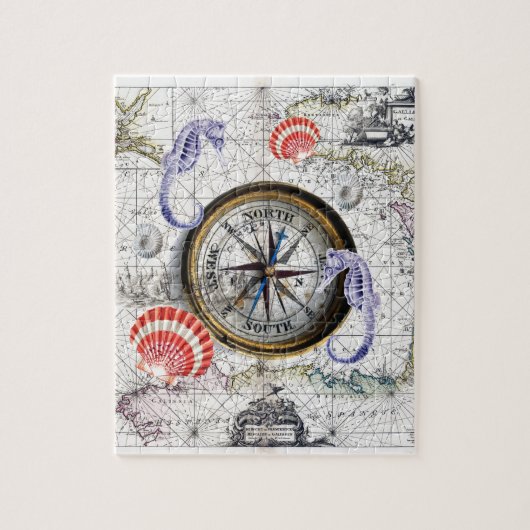 Kompass Vintage Nautical Puzzle (Vertikal)