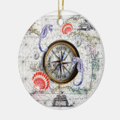 Kompass Vintage Nautik Keramikornament (Links)