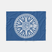 Kompass Windrose Blau Weiß Fleecedecke (Vorderseite (Horizontal))