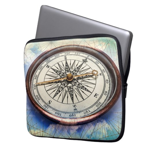 Kompass-Wolken Laptopschutzhülle (Vorderseite Links)