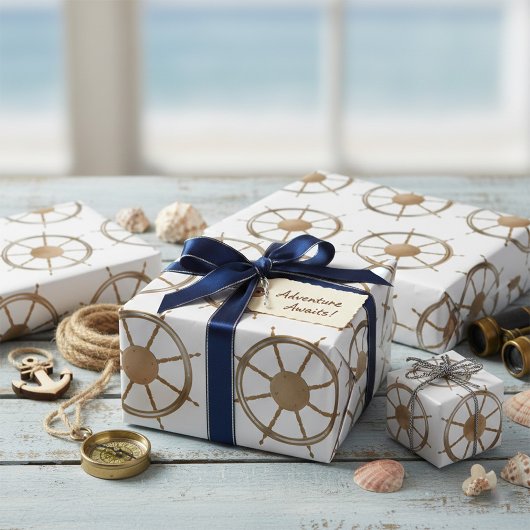 Kompassdesign für Vintage Schiffsmaschinen Geschenkpapier