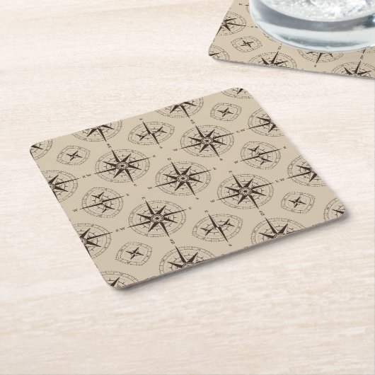 Kompassmuster Rechteckiger Pappuntersetzer (angewinkelt)