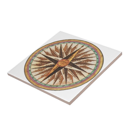 Kompassnavigator des Vintagen Schiffes Fliese (Seite)
