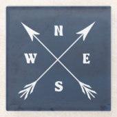 Kompasspfeile Glasuntersetzer (Vorderseite)