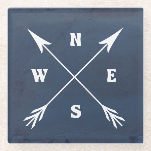 Kompasspfeile Glasuntersetzer (Vorderseite)