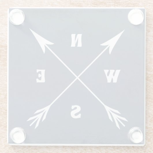 Kompasspfeile Glasuntersetzer (Rückseite)