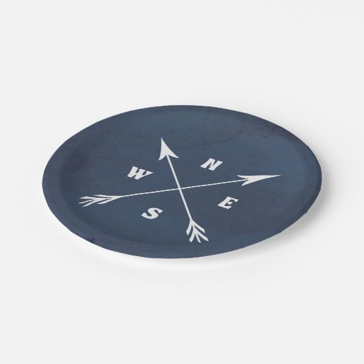 Kompasspfeile Pappteller (Schrägansicht)