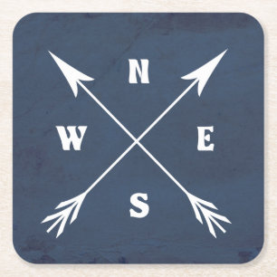 Kompasspfeile Rechteckiger Pappuntersetzer