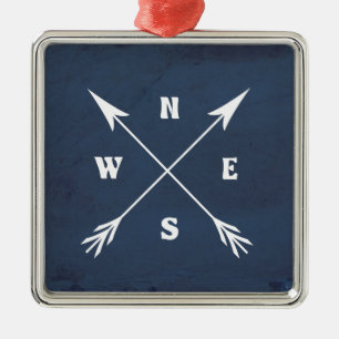 Kompasspfeile Silbernes Ornament
