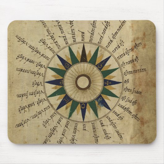 Kompassrose aus dem 16. Jahrhundert Mousepad (Vorne)