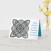 Kompassrose Handgezeichnete Doodle mit Blau Geburt Karte (Gelbe Blume)