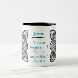 Kompassrose handgezeichnete Doodle mit Zitat  Zweifarbige Tasse